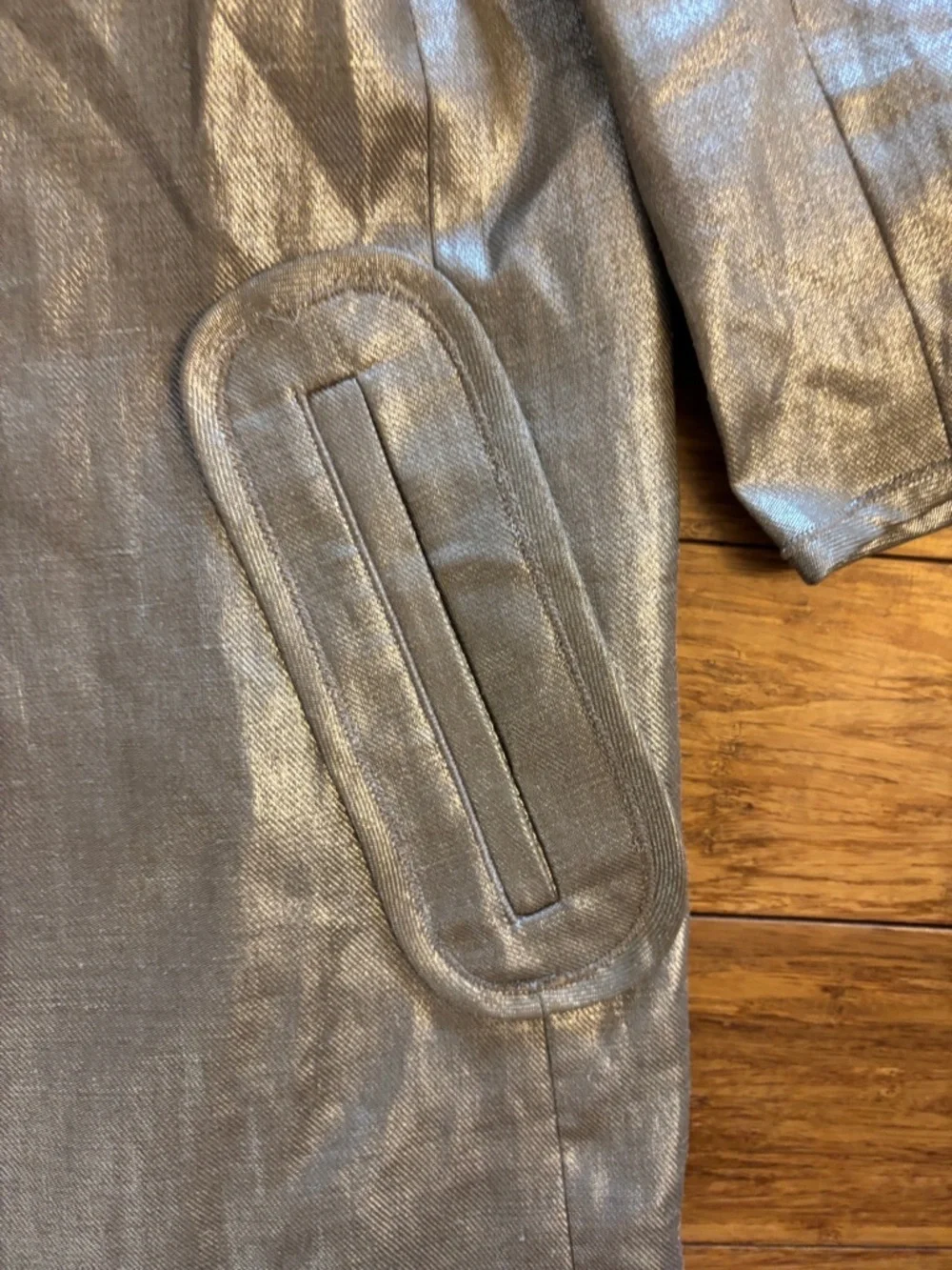 Per Se Metallic Three-Quarter Sleeve large button Coat jacket size 2